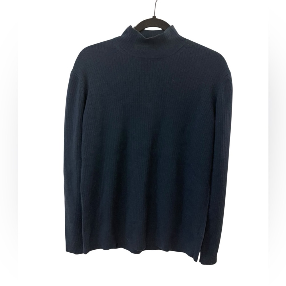 Eddie Bauer merino wool ribbed knit sweater large deep blue